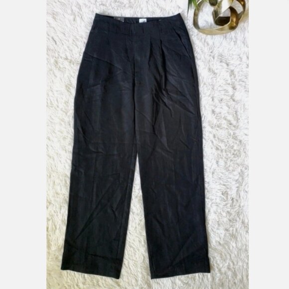 GAP Softsuit Tencel High Rise Pleated Wide Leg Black Pants Size 12 RT$90 #404698 - Picture 10 of 13
